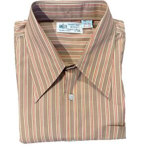 VTG 70s Kmart Striped Button-Up Permanent Press Shirt Mens Size 17 NWT HTF KOREA